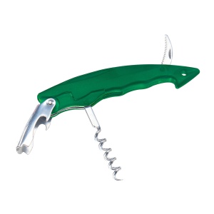 Bottle opener with corkscrew and foil cutter, transparent plastic with metal tools - Img 5