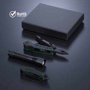 CO Optima Set II: multitool, briceag și lanternă medie
