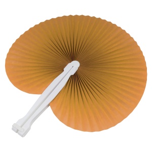 Coloured paper hand fan with white plastic handle, 26 cm long, 24 cm diameter when open - Img 7