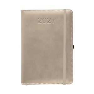 Daily planner 2027, thermo-varnished PU hard cover with stitching around the perimeter