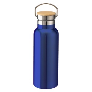 Double wall stainless steel insulating vacuum flask with bamboo lid (500 ml) - Img 1
