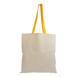 Geantă de cumpărături din bumbac natural 135 g/m2 cu mânere lungi colorate - Img 11