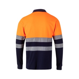 hi!™ VL PLUTO Tricou polo piqué bicolor (150g/m²) cu mâneci lungi, din bumbac (55%) și poliester (45%)
