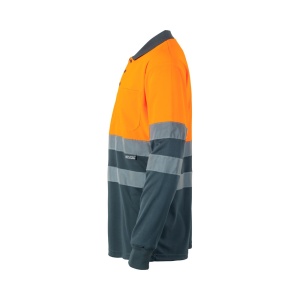 hi!™ VL VULCAN Tricou polo bicolor cu ochi de pasăre (160g/m²) cu mâneci lungi, din poliester (100%)