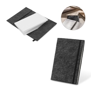 HI BALDWIN. Blocnotes A5 cu copertă din pâslă reciclată (100% rPET) și pagini liniate din hârtie 100% reciclată