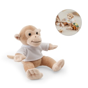 HI MONKY. Monkey-shaped plush toy with t-shirt