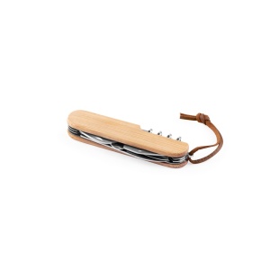 HI RYKER. Multifunctional bamboo and stainless steel pocket knife with PU handle - Img 1