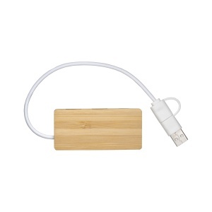 Hub USB Bamboo cu 2 porturi USB A și 1 port de tip C, cablu USB A și USB C integrat - Img 2