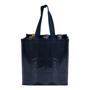 Laminated 120 g/m2 PP bottle shopping bag (6 bottles), short ribbon handles - Img 6
