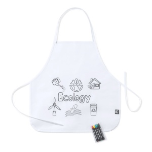 MAK Mayfil - Apron Non-Woven RPET One Size. Kids. 5 Crayons Included