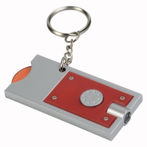 ON™ Plastic key ring with shopping trolley token and light