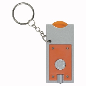 ON™ Plastic key ring with shopping trolley token and light