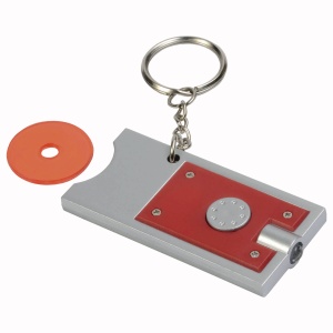 ON™ Plastic key ring with shopping trolley token and light