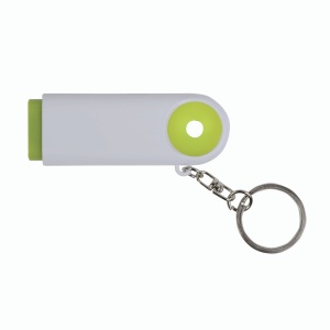 ON™ Plastic key ring with shopping trolley token and 2-LED light