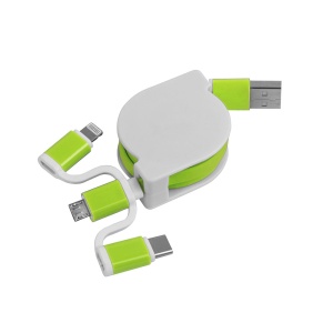 ON™ Retractable charging cable USB, Type-C, lightning and micro USB