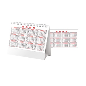 ON™ Monthly desk calendar 2025, 13 sheets on matte coated paper, 2 colours, spiral bound