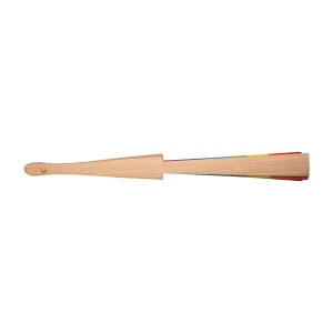 ON™ Rainbow polyester hand fan with wooden handle