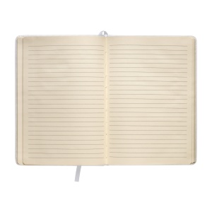 ON™ PU notebook with coloured elastic, ruled sheets (80 pages), ivory colour, satin bookmark
