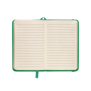 ON™ PU notebook with coloured elastic, ruled sheets (80 pages), satin bookmark