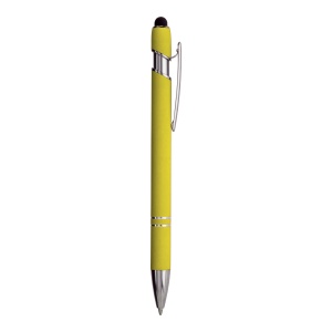 ON™ Rubberized aluminium snap pen with touch screen eraser and metal clip