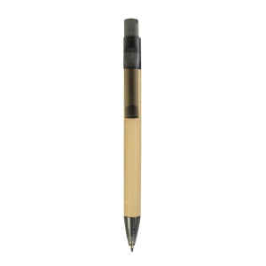 ON™ Push button ball pen with recycled carton barrel and plastic fittings