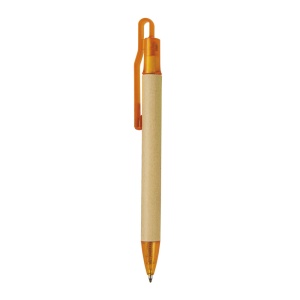 ON™ Push button ball pen with recycled carton barrel and plastic fittings