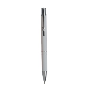 ON™ Aluminium snap pen with rubberised grip with 2 chrome trim rings