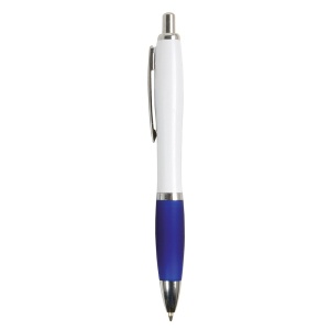 ON™ ABS plastic snap pen with white barrel, Italian flag-coloured grip and metal clip