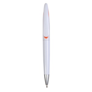 ON™ Plastic snap pen with white barrel and curved clip with coloured inside, jumbo refill