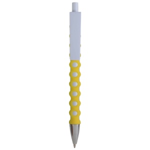 ON™ Plastic snap pen with white barrel, clip and button