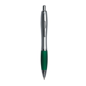 ON™ Plastic snap pen with silver barrel, rubberised coloured grip and metal clip, jumbo refill