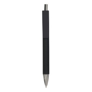 ON™ Plastic snap pen with tyre-effect rubberised black barrel and wide coloured clip