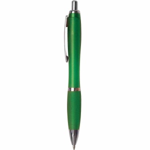 ON™ Plastic snap pen with coloured barrel, matching rubberised grip and metal clip