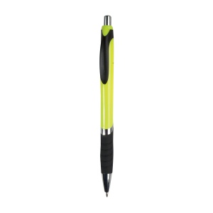 ON™ Plastic snap pen with coloured barrel, rubberised grip and chromed details