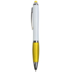 ON™ Plastic twist pen with white barrel, rubberised coloured grip