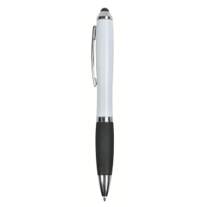 ON™ Plastic twist pen with white barrel, rubberised coloured grip