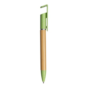 ON™ Bamboo and wheat straw twist pen with mobile phone stand