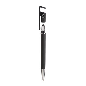 ON™ Plastic twist pen with metallic barrel, mobile phone holder and rubber touch