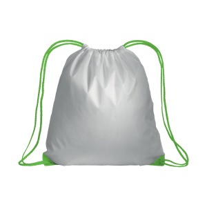 ON™ White 210T polyester backpack with drawstring closure, reinforced corners