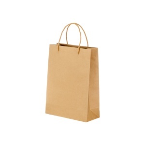 ON 150 g/m2 natural recycled paper bag with gusset and short colored handles