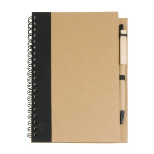 ON Notebook din hârtie reciclată, cu inele, foi albe (70 de pagini) și pix din cartON - Img 5