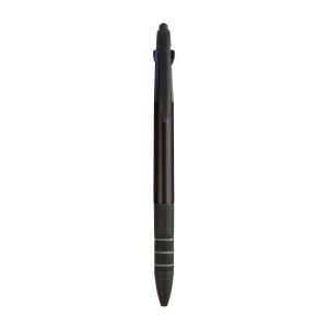 ON Plastic snap pen with 3 refills in blue, black and red, and touchscreen rubber tip - Img 10