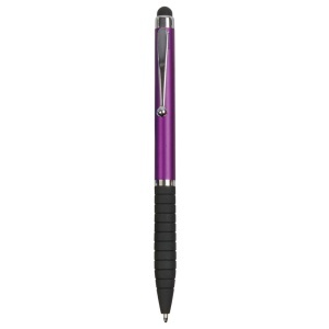 ON Plastic twist pen with rubberised grip and touchscreen rubber tip