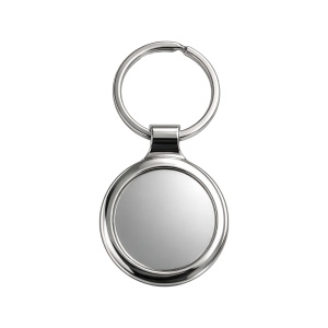 ON Round metal key ring in a black box, customisable also with resin logo