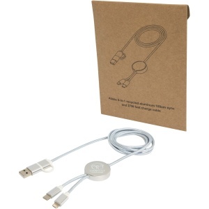 PF™ Alasia 5-in-1 recycled aluminium and plastic 150 cm data sync and 27W fast charge cable - Img 16