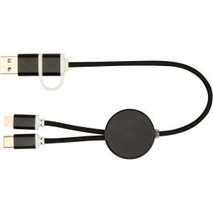 PF™ Alasia 5-in-1 recycled aluminium and plastic 30 cm data sync and 27W fast charge cable