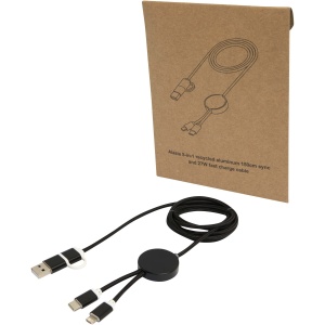 PF™ Alasia 5-in-1 recycled aluminium and plastic 150 cm data sync and 27W fast charge cable