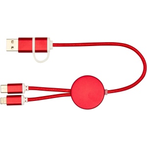 PF™ Alasia 5-in-1 recycled aluminium and plastic 30 cm data sync and 27W fast charge cable