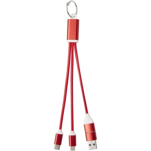 PF™ Metal 4-in-1 recycled aluminium charging cable with keychain