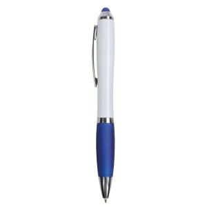 Plastic twist pen with white barrel, rubberised coloured grip - Img 8